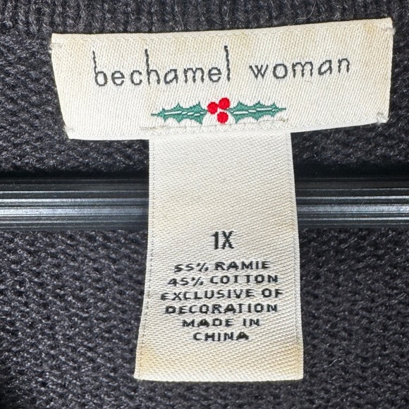 Christmas Sweater Cardigan Vest Black Green‎ Frog Novelty Snowflakes Women's 1X - Picture 11 of 15